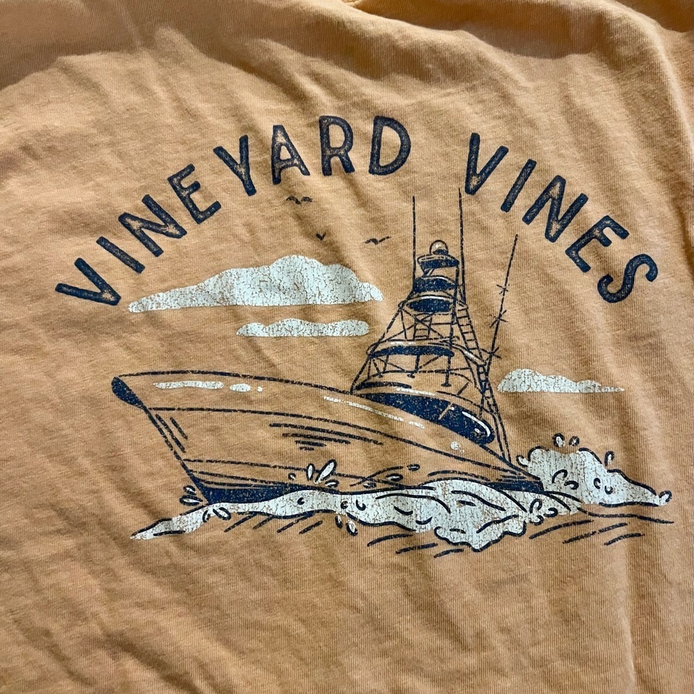 Vineyard Vines Youth XL Graphic Pocket Tee Peach Boat Design - Picture 3 of 5